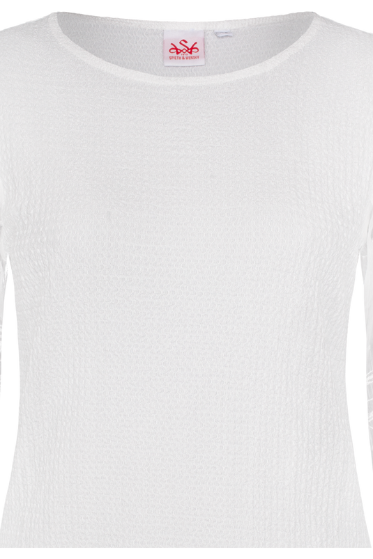 Damen Trachtenbluse Langarm Spieth & Wensky KAILEY in WEIß - Vorderansicht Detail oben