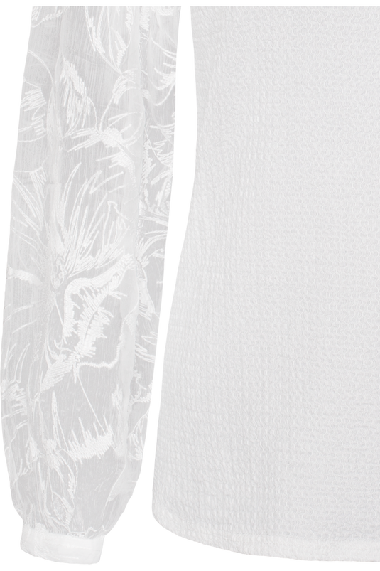 Damen Trachtenbluse Langarm Spieth & Wensky KAILEY in WEIß - Vorderansicht Detail unten
