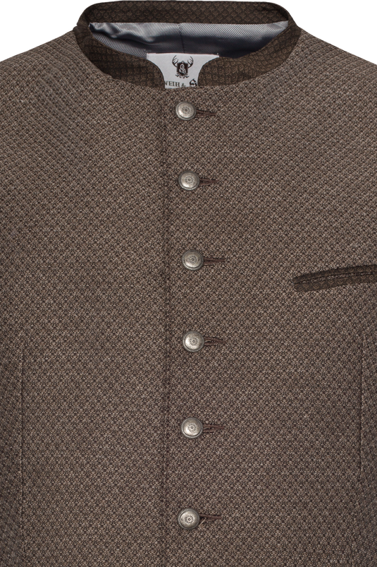 Herren Trachtenweste gemustert Gweih & Silk REGEN 262 in KUPFER - Vorderansicht Detail oben