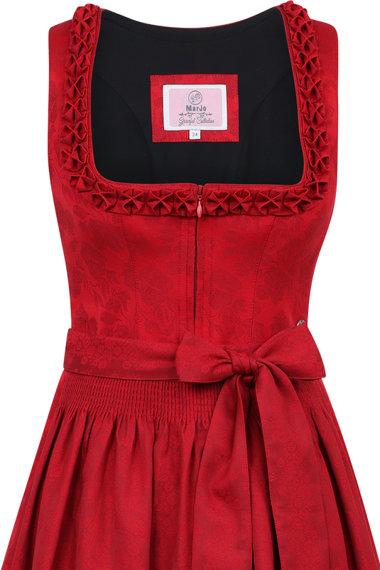 Midi-Dirndl floral mit Rüschen-Details - chili