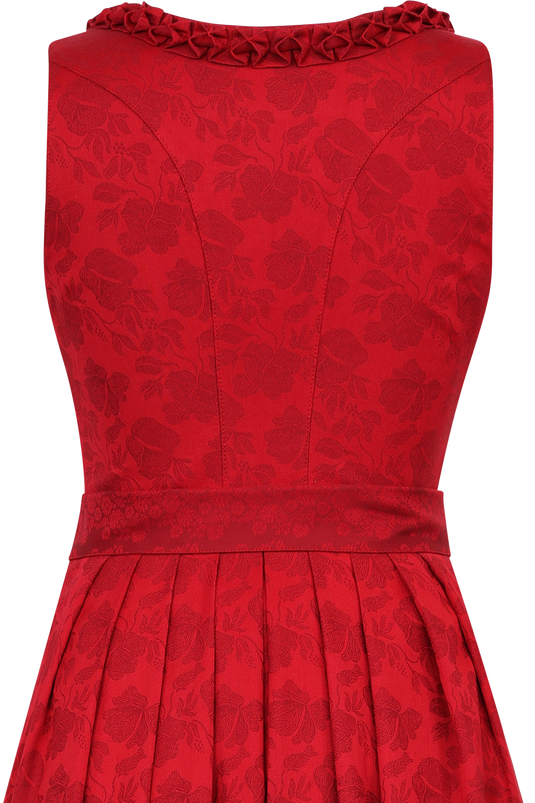 Midi-Dirndl floral mit Rüschen-Details - chili